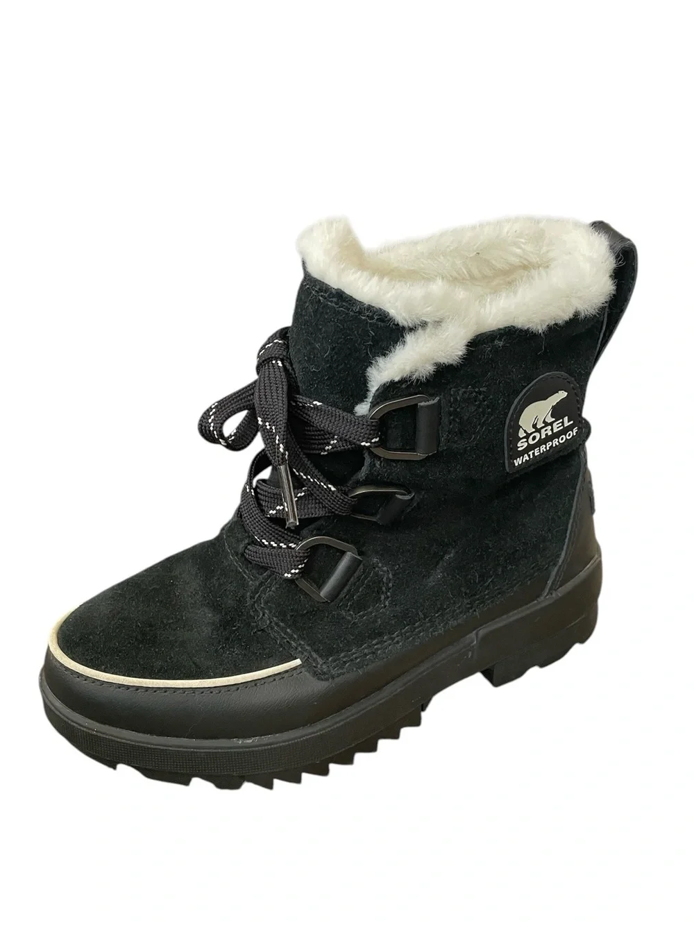 Sorel Tivoli IV Black Suede Waterproof Fur Trim Lace Up Winter Ankle Boot 7 - Picture 2 of 16